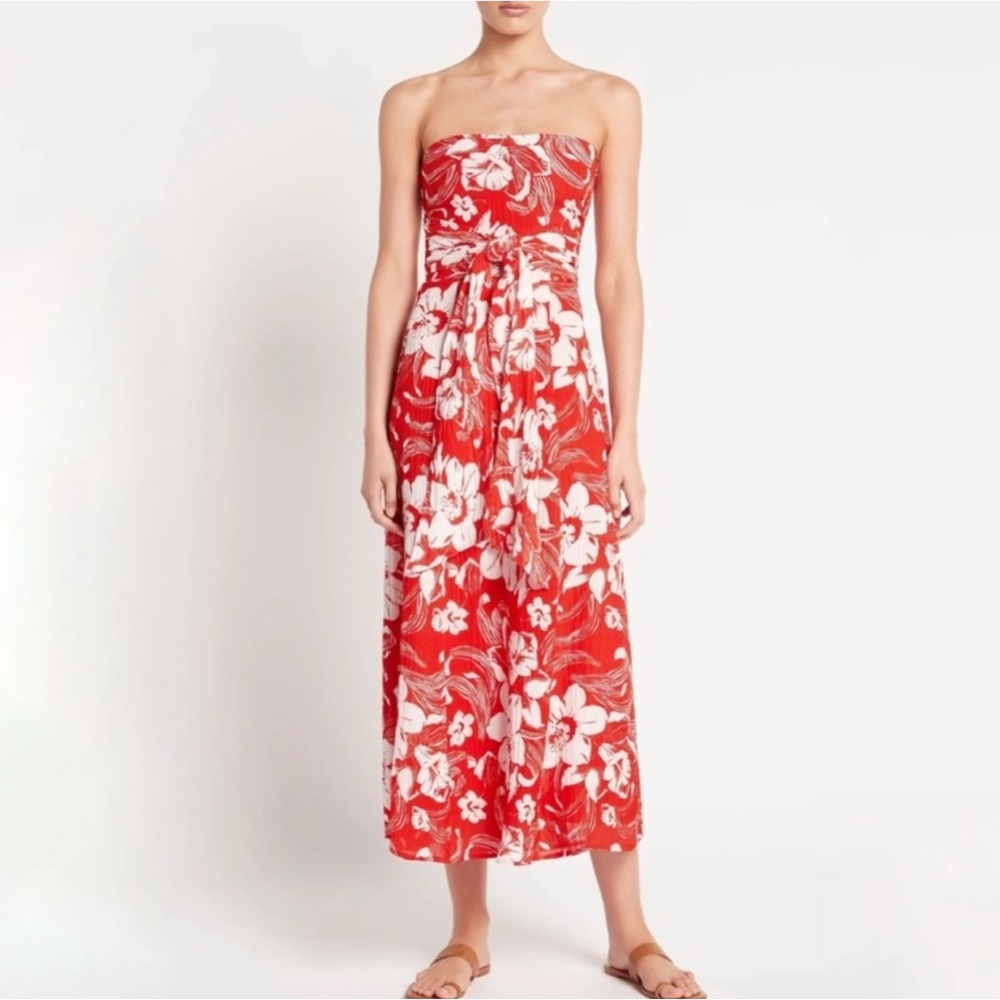 NWT Faithfull the Brand Maivi Floral Print Strapless Midi Dress Size 8 #131